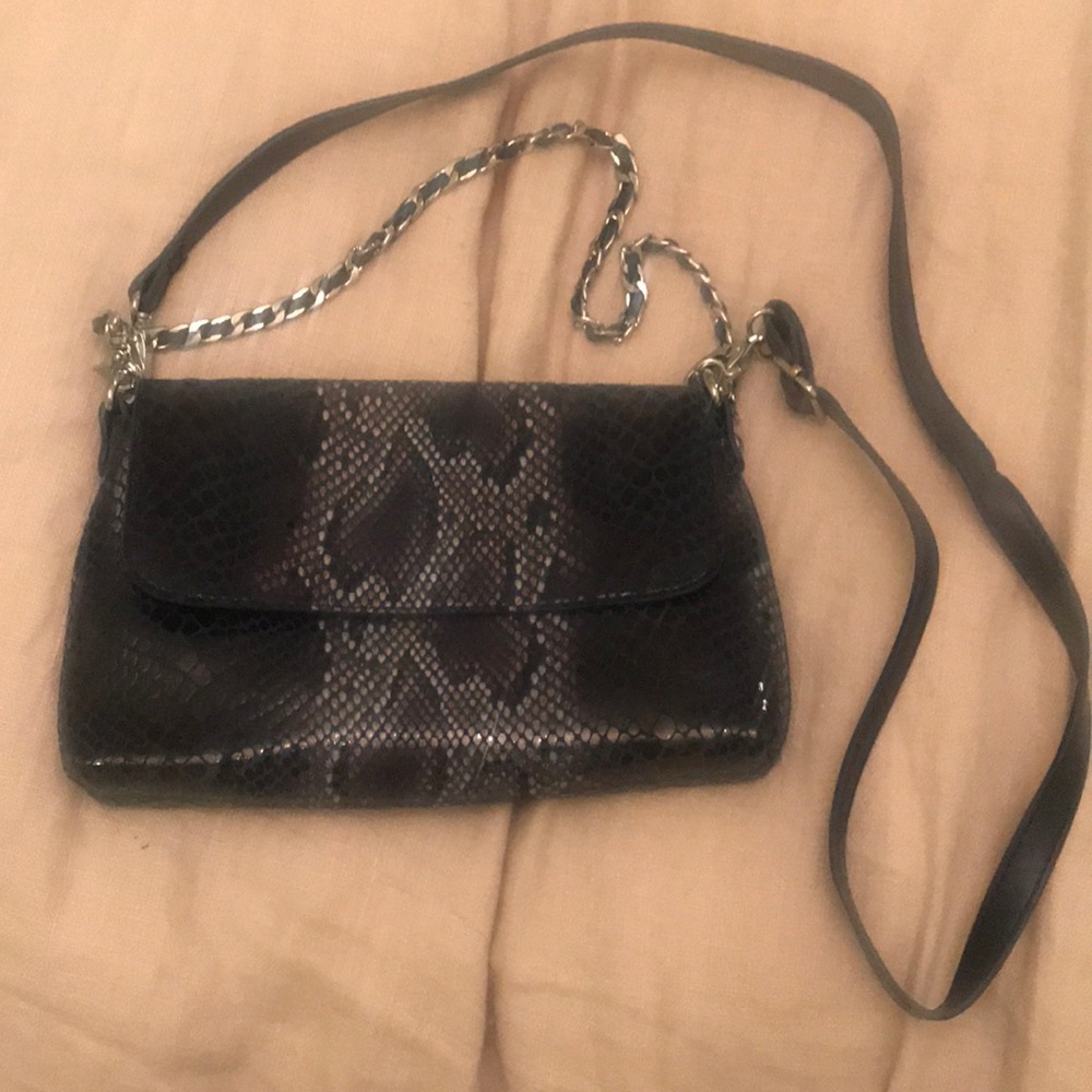 Buco blue python suede crossbody bag